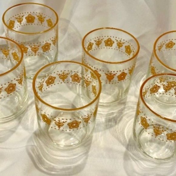 Butterfly Gold Libbey Drinking Glasses - Picture 1 of 1